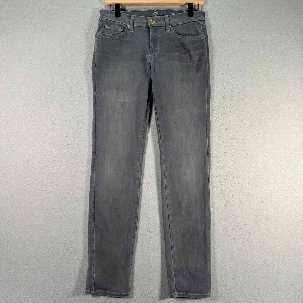 7 For All Mankind The Slim Cigarette Jeans Womens 29 Gray Comfort Stretch USA